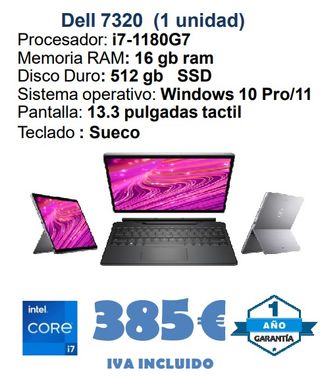 Dell 7320 i7-1180G7 16GB RAM 512GB SSD
