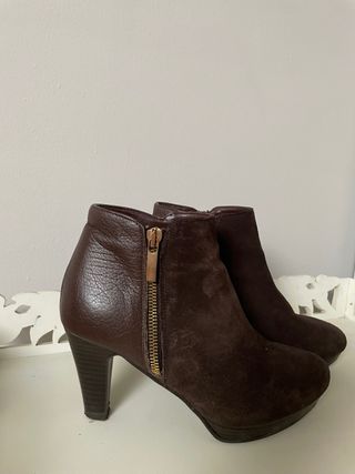 Botines piel y ante marrones