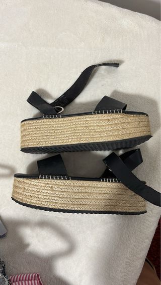 Sandalias Plataforma Yute Negro