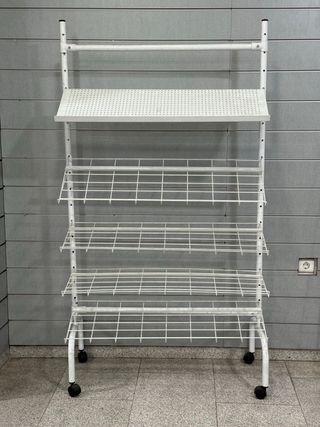 Expositor Tienda Metálico Blanco con Ruedas