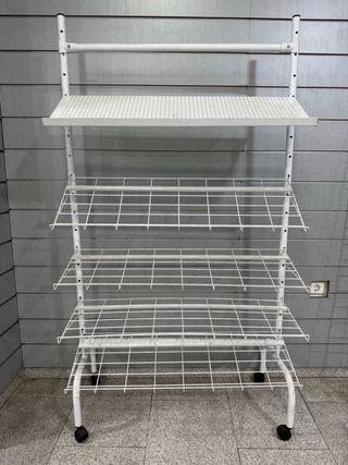 Expositor Tienda Metálico Blanco con Ruedas