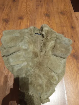 Estola piel y punto beige/marrón