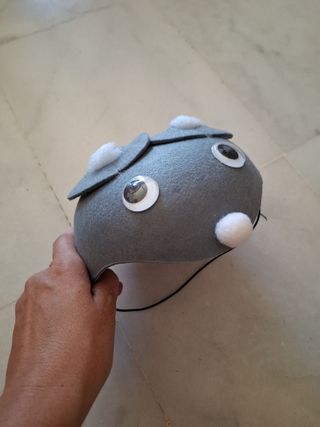 Gorro disfraz ratón gris y blanco
