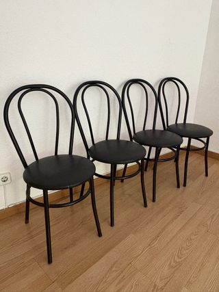 4 sedie vintage nere metallizzate