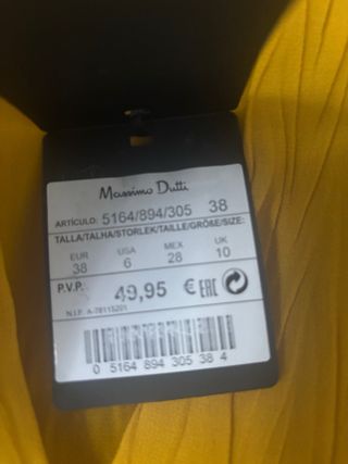 Blusa Massimo Dutti Amarilla Plisada