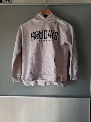 Sudadera niña beige con mariposa