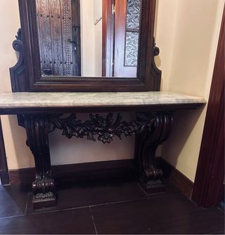 Mueble de entrada madera y mármol