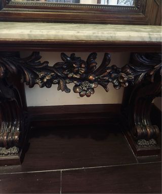 Mueble de entrada madera y mármol