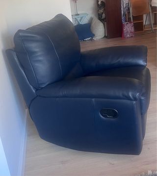 Sillón relax piel azul