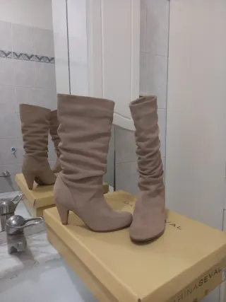 Stivaletti Marina Seval Beige Tg. 37 foderati