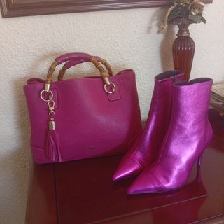 Bolso Purificación García Piel Fucsia