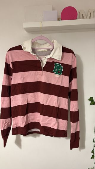 Pull&Bear Rugby Rayas Rosa y Marrón Talla XS