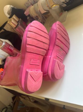 Botas de agua Hunter rosas con purpurina. Talla 34