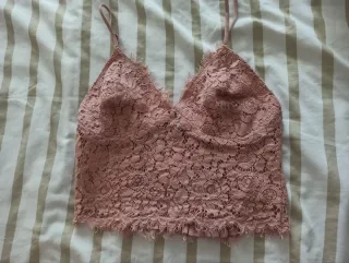 Top encaje Only rosa
