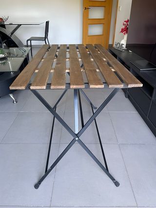 Mesa de jardín plegable madera y metal