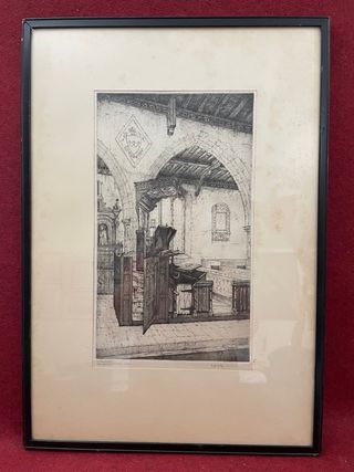 Grabado Victoriano Church in Sussey Richard Nibbs