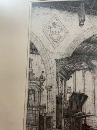 Grabado Victoriano Church in Sussey Richard Nibbs