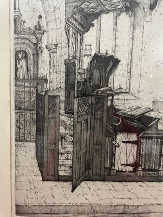 Grabado Victoriano Church in Sussey Richard Nibbs
