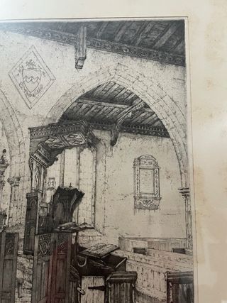 Grabado Victoriano Church in Sussey Richard Nibbs