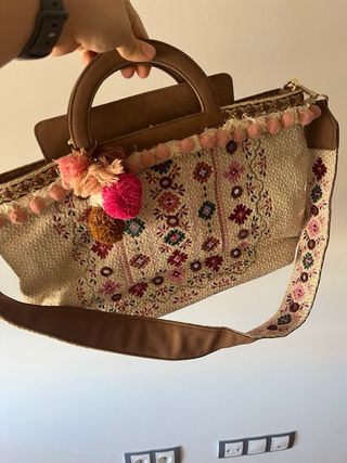 Bolso Parfois Beige Multicolor Bordado