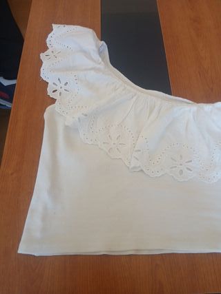 Top Zara Kinds Blanco asimétrico de niñas