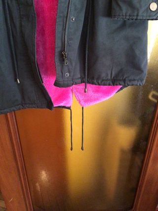 Cazadora verde forro rosa talla M