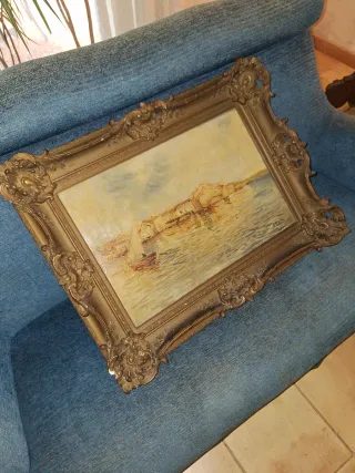 Cuadro italiano antiguo con marco