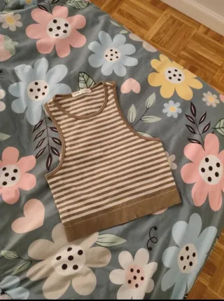 Top Pull&Bear rayas marrón y blanco