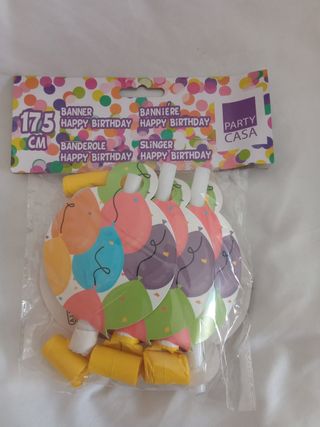 Matasuegras y banderín Feliz Cumpleaños