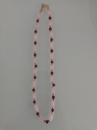 Collana perle vetro oro e rosa