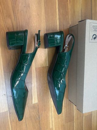 Zapatos verdes tacón cocodrilo