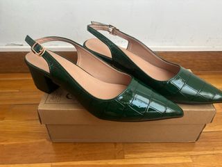 Zapatos verdes tacón cocodrilo