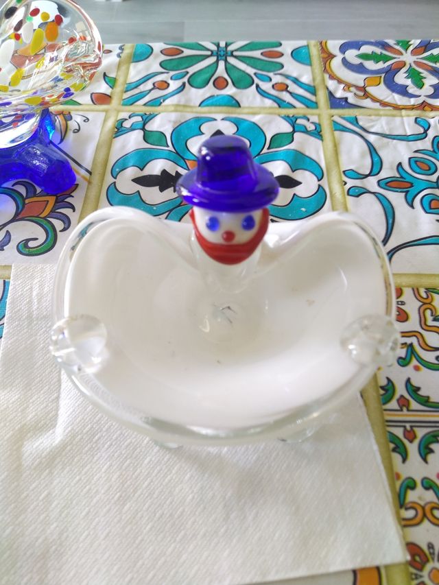Payaso de cristal decorativo azul