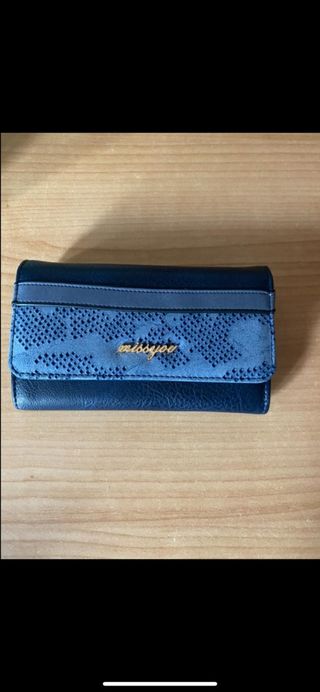 Portafoglio Missyou blu con dettagli oro