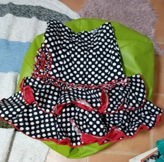 Falda Flamenca Talla M Lunares Rojo