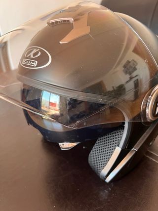 Casco Moto Jet Kum Negro con Visera clara y oscura