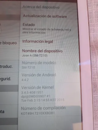 Tablet Samsung SM-T210 Blanca