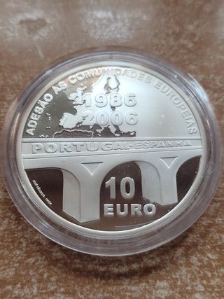 Conjunto 2 Monedas 10€ Plata 20 Aniv. Adhesión UE