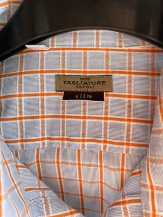 Camicia a quadri uomo azzurra e arancio Tagliatore