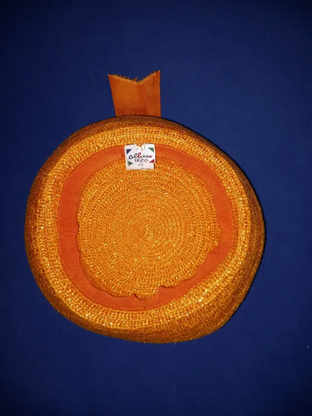Sombrero de paja naranja con lazo. 53cm. Albero