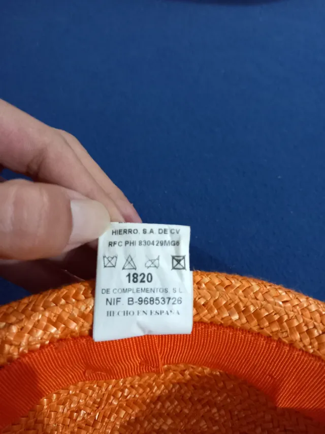 Sombrero de paja naranja con lazo. 53cm. Albero