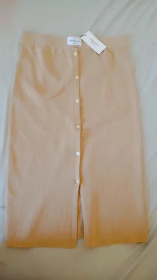 Falda Calvin Klein Beige Larga Botones
