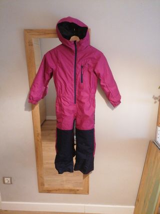 Mono de nieve infantil rosa y azul 6 años