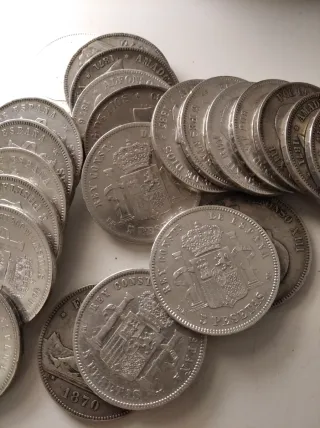 Monedas de plata antiguas España 50 duros 