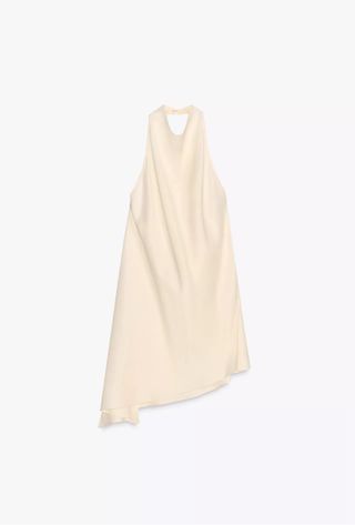 Top Zara Satén Espalda Descubierta Beige
