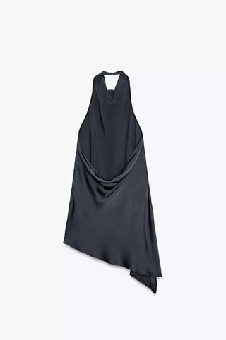 Top Zara Satén Espalda Descubierta Beige
