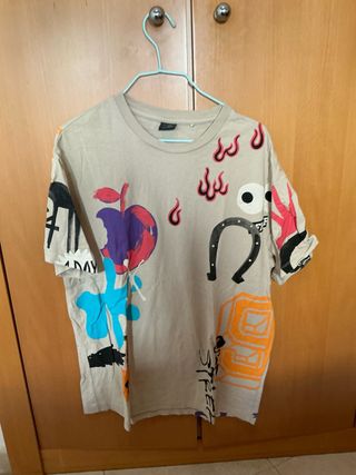 Camiseta Bershka Beige Multicolor