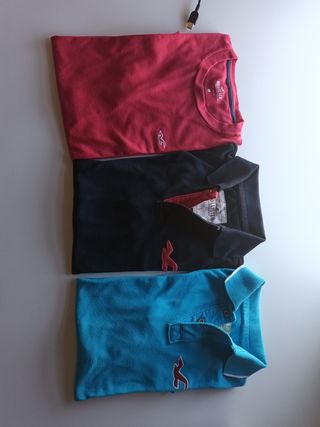 Lote 3 Ropa Hollister: Negro L / Azúl M / Rojo S