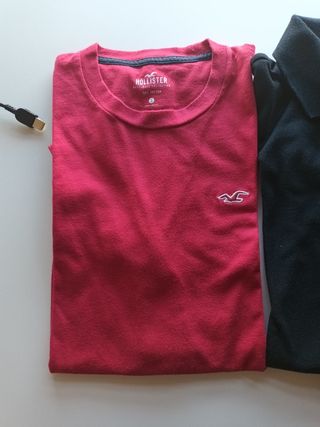 Lote 3 Ropa Hollister: Negro L / Azúl M / Rojo S