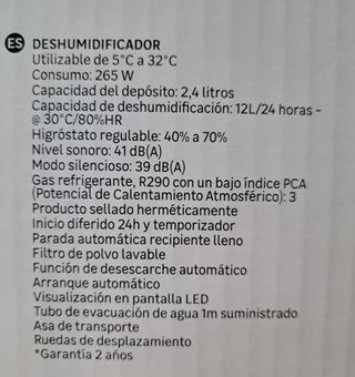 Deshumidificador Equation Blanco con Ruedas